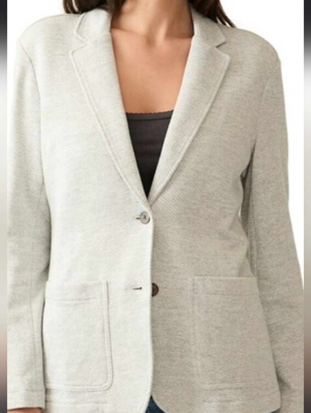 Faherty Inlet Knit Blazer Organic Cotton Cream Oatmeal Sweater Jacket Coastal L
